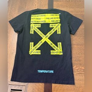 Off-White Unisex Adult Black Caution Tape T-shirt Size Small